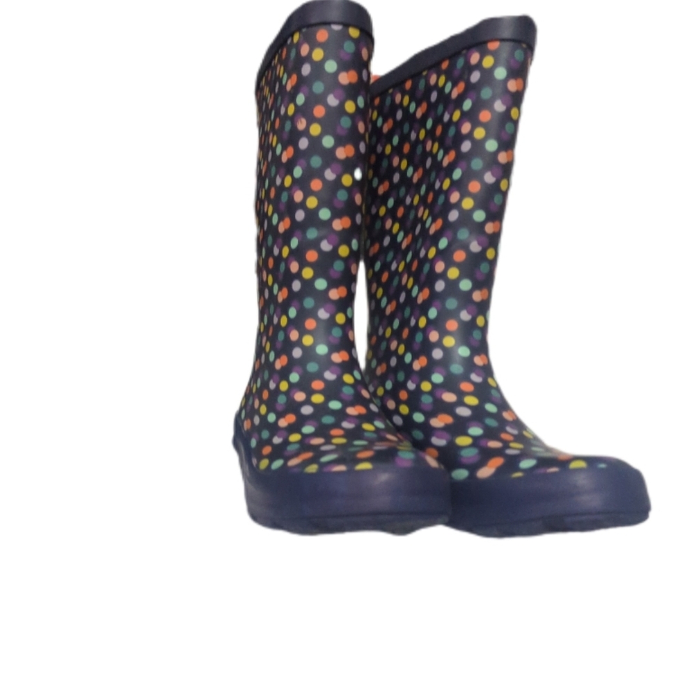 Target Navy Rain Boots with Multicolored Polka Dots